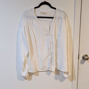Lost In Lunar Cream Button-Up Blouse